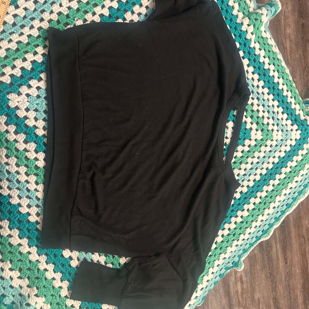 Sanctuary Black V-Neck Long Sleeve Top with Back Strap Detail | Size M